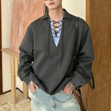 Vネックレースアップカットソー(3COLOR)CT1166