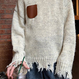 パッチワークダメージニットCT1199