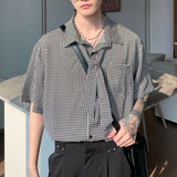 タイ付きチェックハーフシャツCT1138