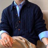 アクセントボタンケーブルニットカーディガンCT1201