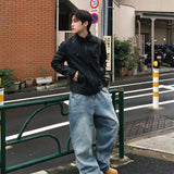 スタンドカラーフェイクレザージャケットCJ1086