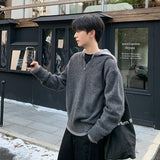 フーディ付きレイヤードニット(2COLOR)CT1103