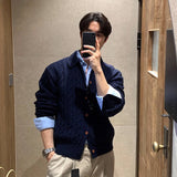 アクセントボタンケーブルニットカーディガンCT1201