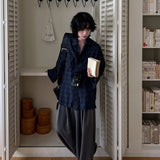 ダークチェックルーズシャツCT1214