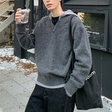 フーディ付きレイヤードニット(2COLOR)CT1103