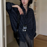 ダークチェックルーズシャツCT1214