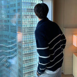 ハーフジップボーダーニット(2COLOR)CT1097