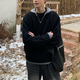 フーディ付きレイヤードニット(2COLOR)CT1103