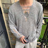 ハイダメージVカットカットソー(5COLOR)CT1161