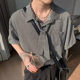 タイ付きチェックハーフシャツCT1138