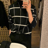 ウィンドウチェックハーフジップニット(2COLOR)CT1094