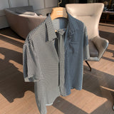 タイ付きチェックハーフシャツCT1138