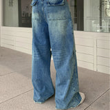 ダメージワイドレッグデニムパンツ(2COLOR) CB1054