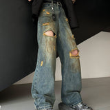 ハイダメージストレートデニムCB1058