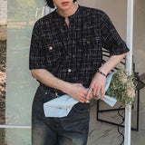 ラウンドネックチェックカーディガン(2COLOR)CT1153