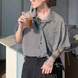 タイ付きチェックハーフシャツCT1138