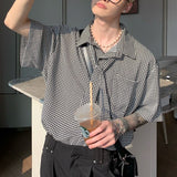 タイ付きチェックハーフシャツCT1138