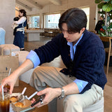 アクセントボタンケーブルニットカーディガンCT1201