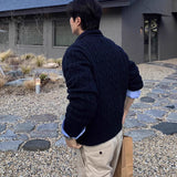 アクセントボタンケーブルニットカーディガンCT1201