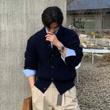 アクセントボタンケーブルニットカーディガンCT1201