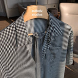 タイ付きチェックハーフシャツCT1138