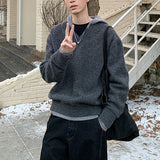 フーディ付きレイヤードニット(2COLOR)CT1103