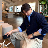 アクセントボタンケーブルニットカーディガンCT1201