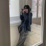 ダークチェックルーズシャツCT1214