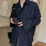 ダークチェックルーズシャツCT1214