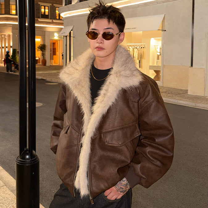 ファーカラーレザージャケット（2COLOR）CJ1053