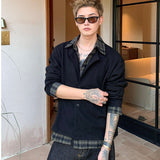 チェックシャツレーヤードカーディガン（2COLOR）CT1206