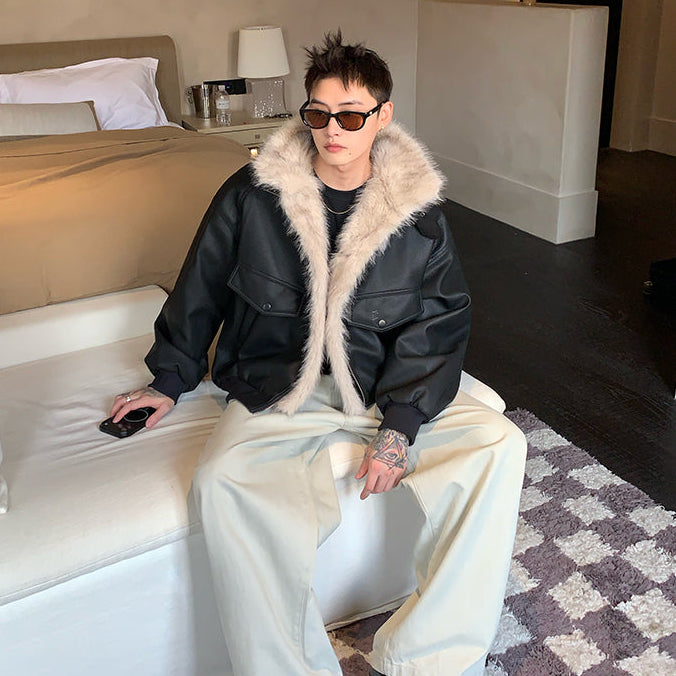 ファーカラーレザージャケット（2COLOR）CJ1053