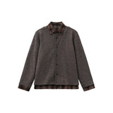 チェックシャツレーヤードカーディガン（2COLOR）CT1206