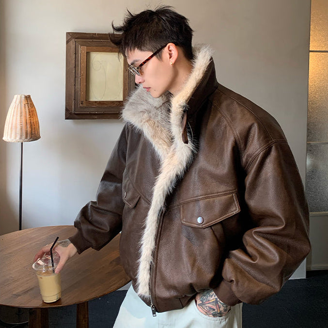 ファーカラーレザージャケット（2COLOR）CJ1053