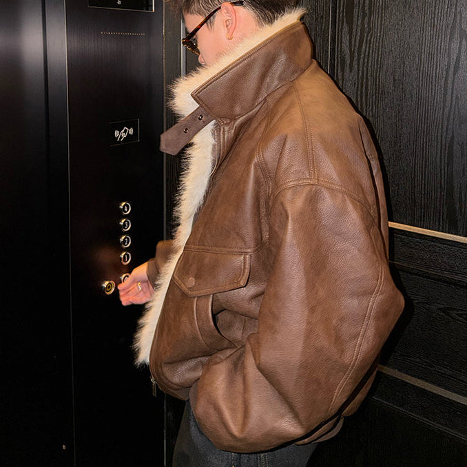 ファーカラーレザージャケット（2COLOR）CJ1053