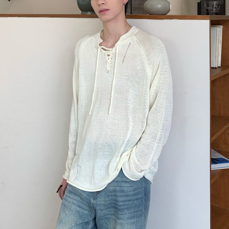 レースアップダメージニット（4COLOR）CT1155