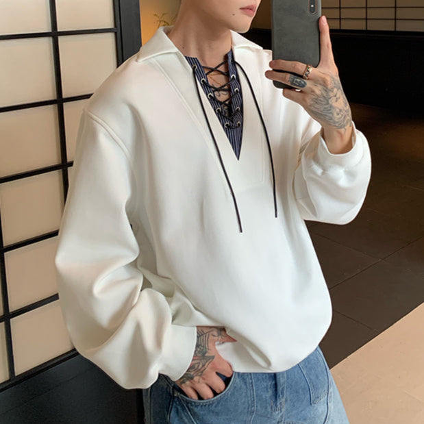 Vネックレースアップカットソー（3COLOR）CT1166