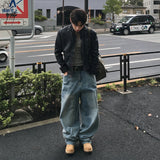 スタンドカラーフェイクレザージャケットCJ1086
