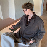 チェックシャツレーヤードカーディガン（2COLOR）CT1206